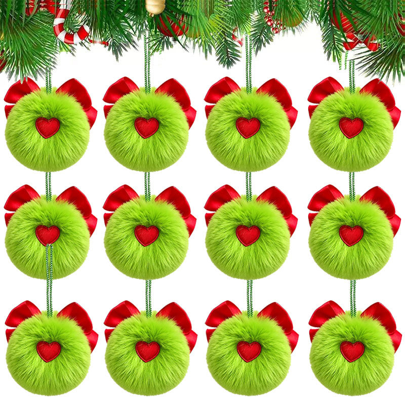 Cozy Faux Fur Pom Pom Ornaments | Fluffy Christmas Tree Decorations