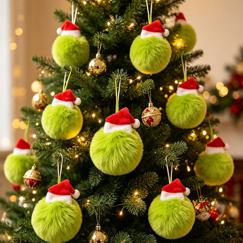 Cozy Faux Fur Pom Pom Ornaments | Fluffy Christmas Tree Decorations