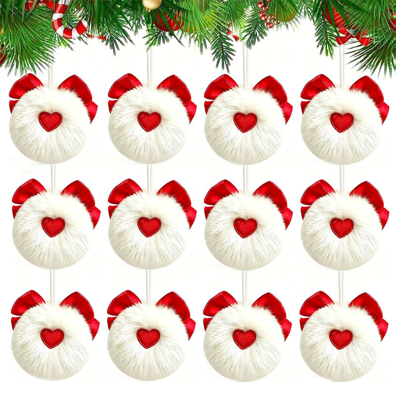 Cozy Faux Fur Pom Pom Ornaments | Fluffy Christmas Tree Decorations