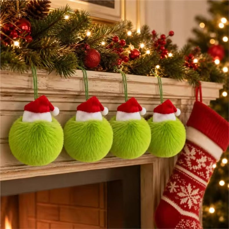 Cozy Faux Fur Pom Pom Ornaments | Fluffy Christmas Tree Decorations