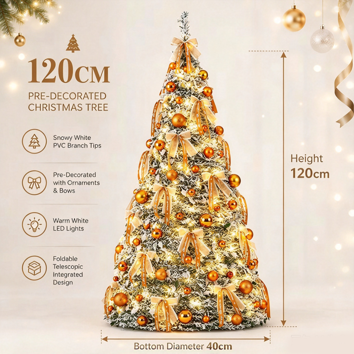 The Golden Frost Pop-Up Christmas Tree Pre-Lit