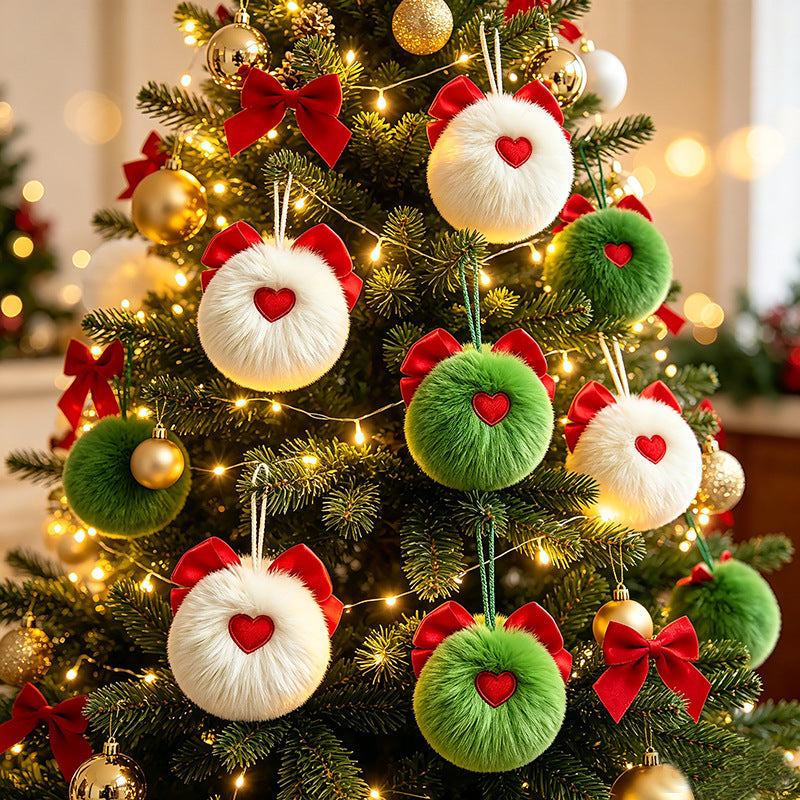 Cozy Faux Fur Pom Pom Ornaments | Fluffy Christmas Tree Decorations