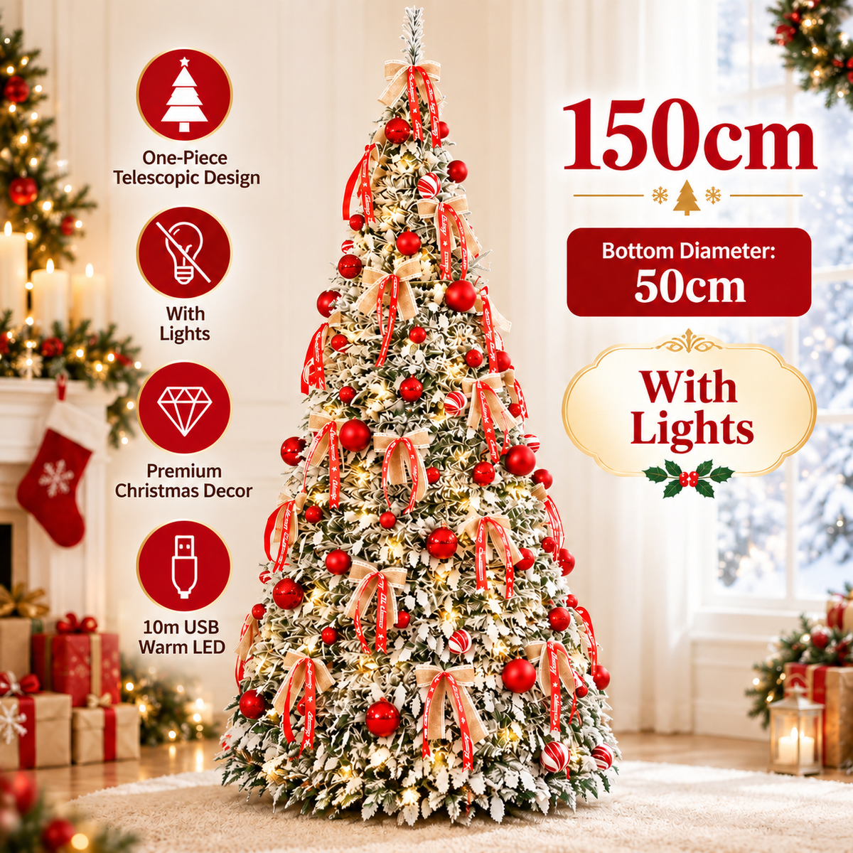 The Golden Frost Pop-Up Christmas Tree Pre-Lit